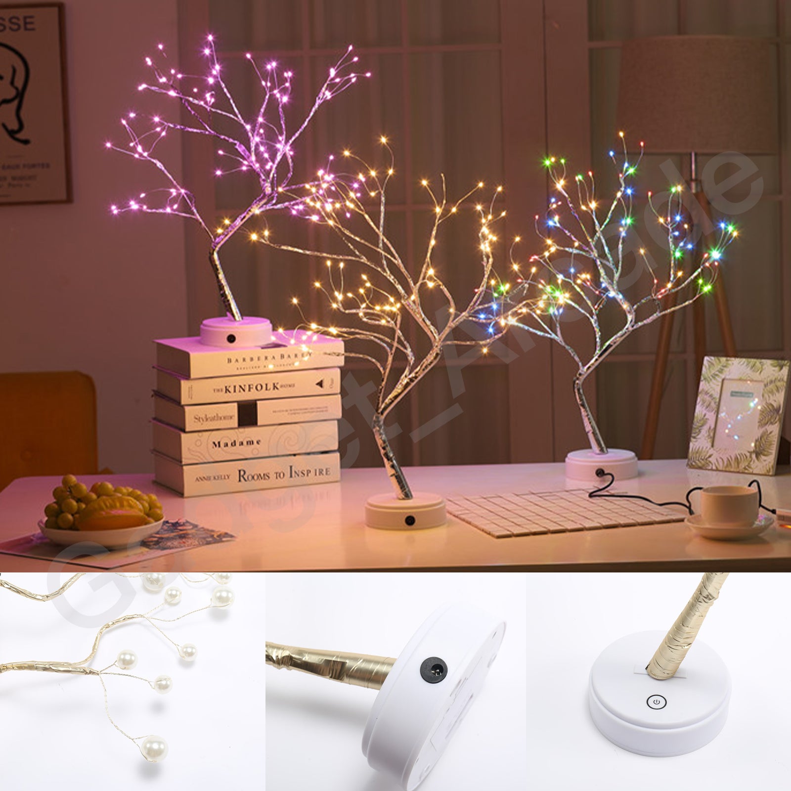 Desk Lamp Tree Lights USB Connection Night Light Two Way Battery Cable Portable - Gadget arcade