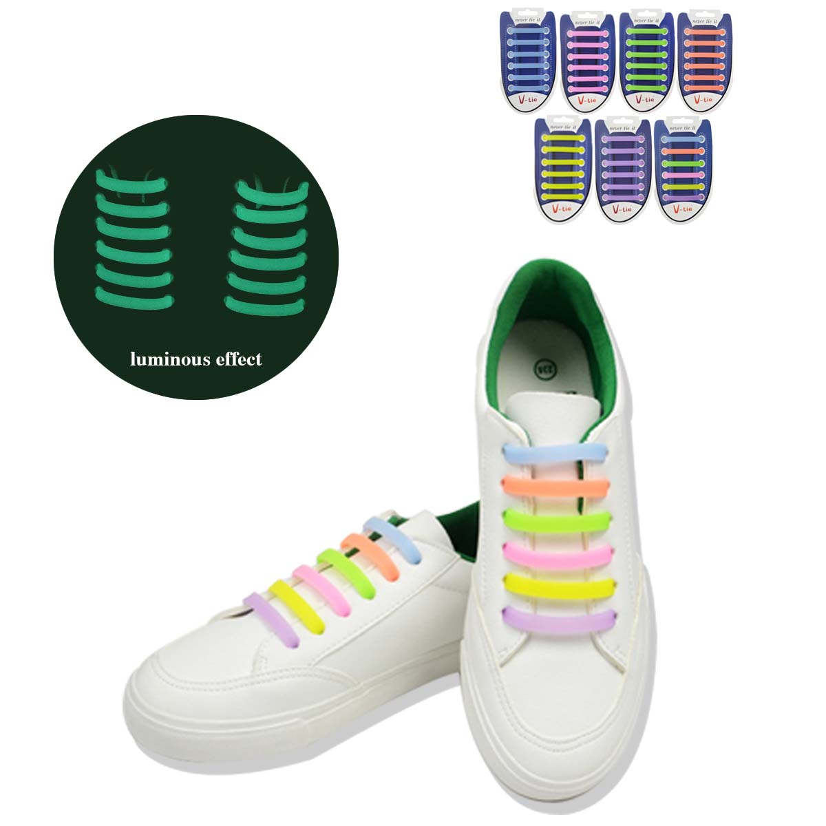 Luminous Easy Lazy No Tie Elastic Silicone Shoe Laces Shoelaces Adult Unisex - Gadget arcade