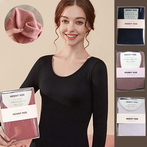 Women Thermal Underwear Set Winter Warm Night Wear Long Sleeve Top Bottom Home - Gadget arcade